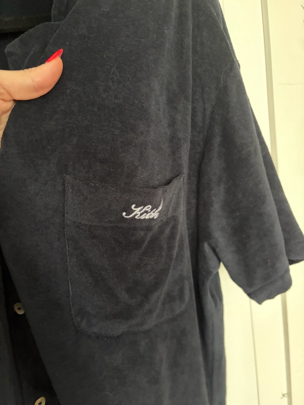 Kith Navy Terry Pocket Shirt with White Embroidered Logo